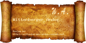 Wittenberger Andor névjegykártya